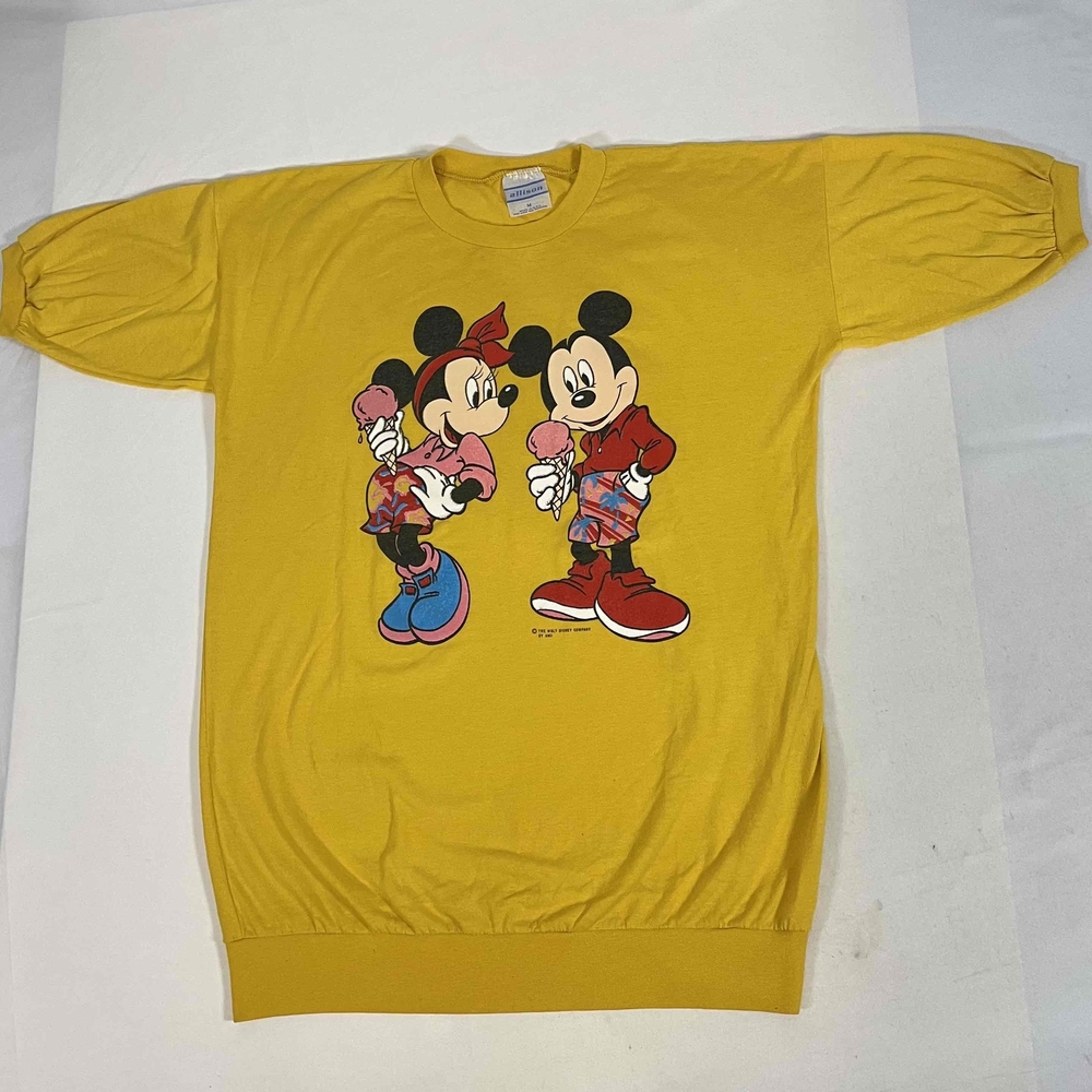 Vintage 1970s Mickey & Minnie Mouse Eat Ice Cream Oversized Shirt Allison Disney